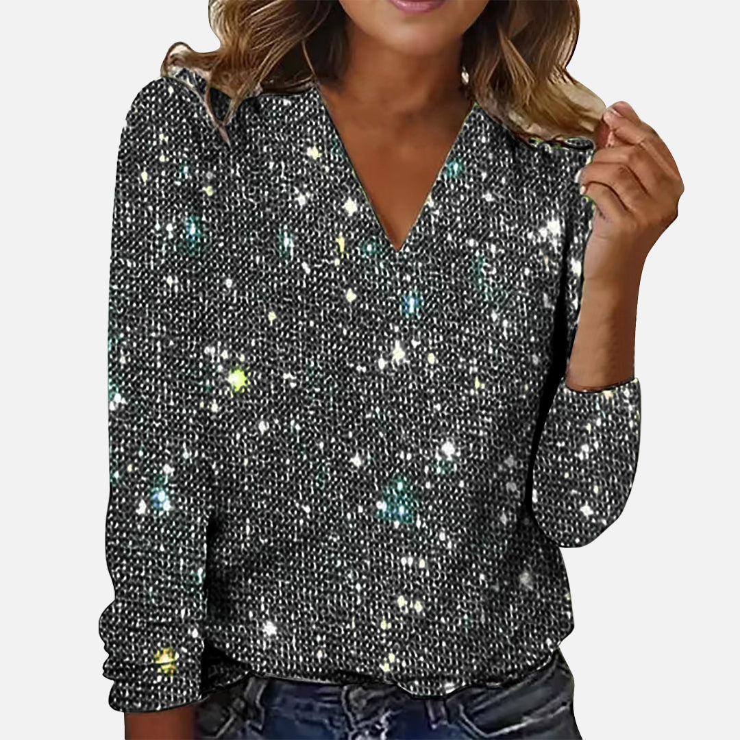 Ruby™ – Sparkling Blouse with V-Neck