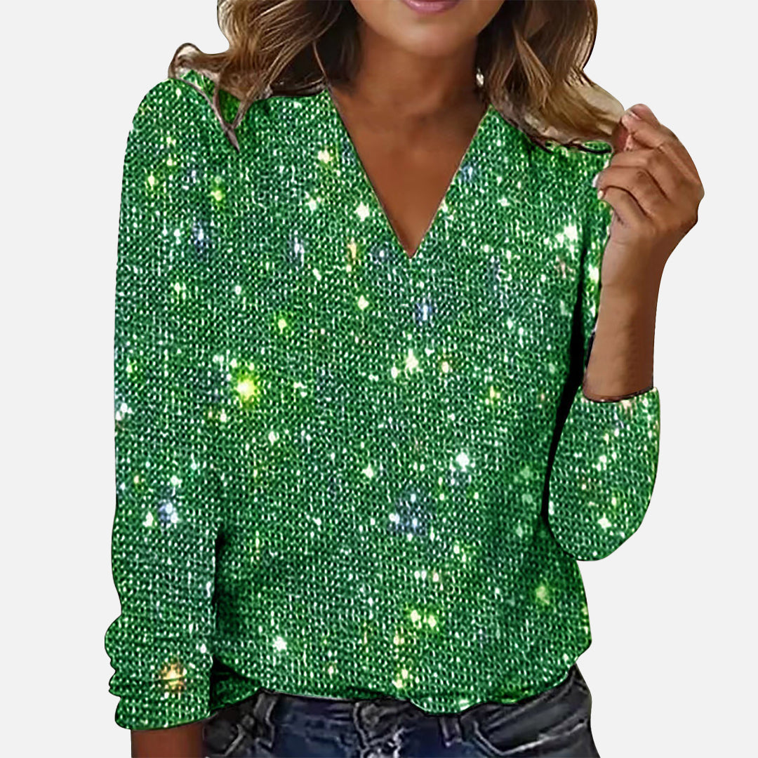 Ruby™ – Sparkling Blouse with V-Neck