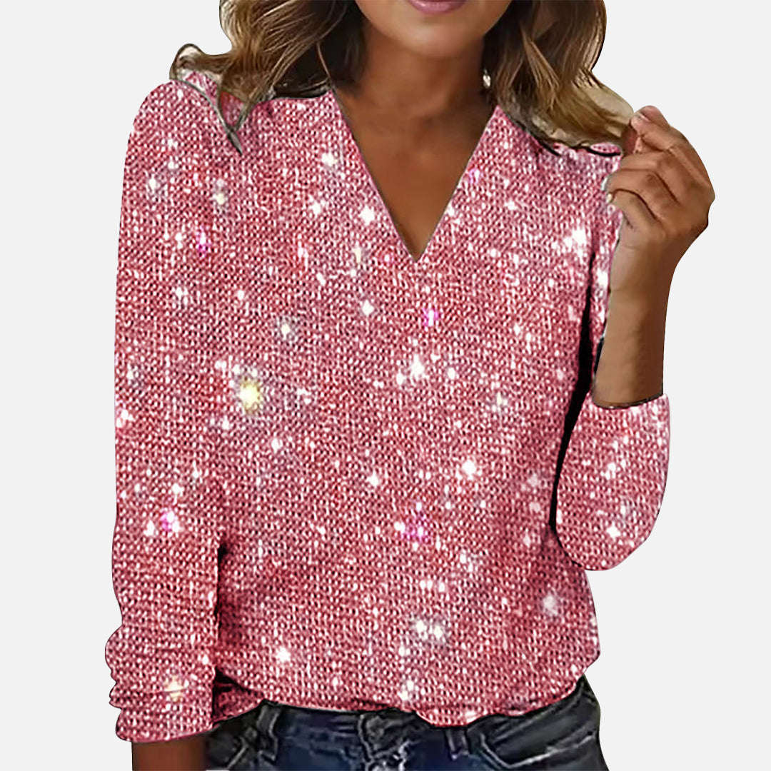 Ruby™ – Sparkling Blouse with V-Neck