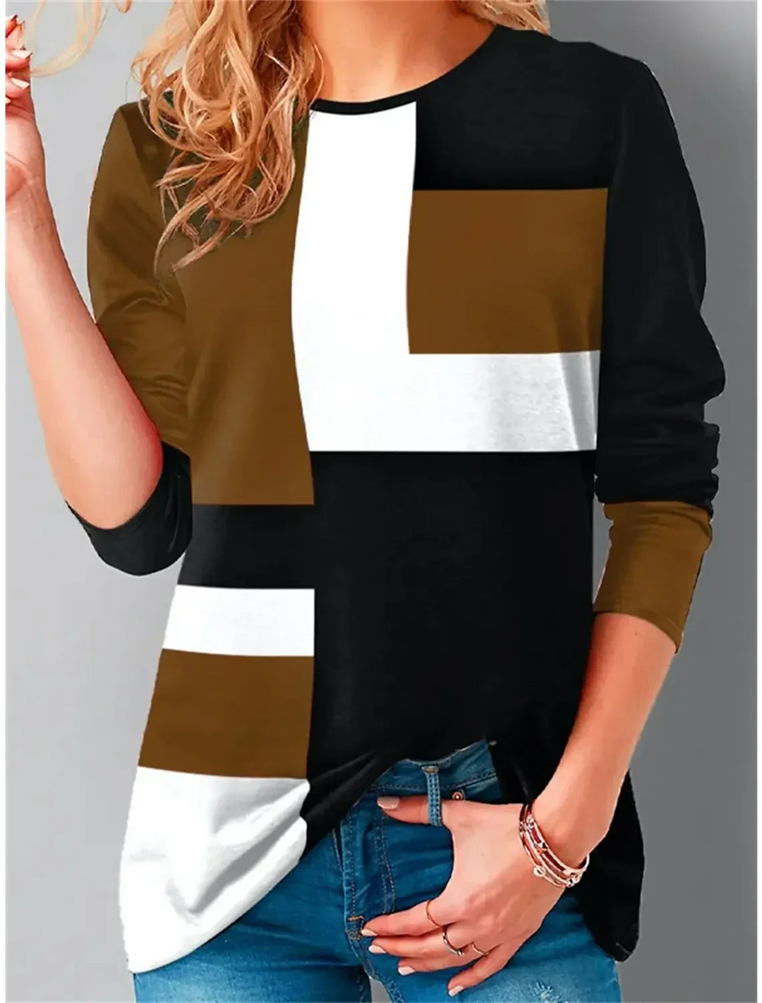 Ethla™ - Sweatshirt with colour blocks in vintage style