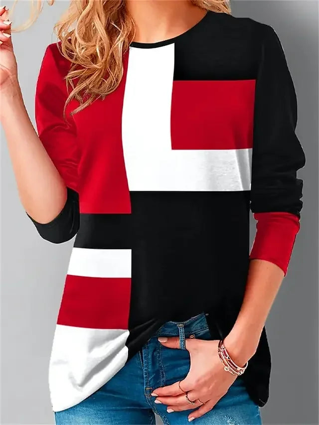 Ethla™ - Sweatshirt with colour blocks in vintage style