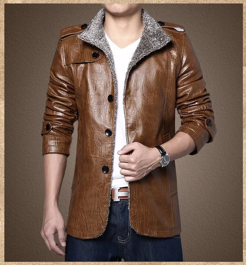 Tatum™ | Faux Leather Jacket with Fleece Lining