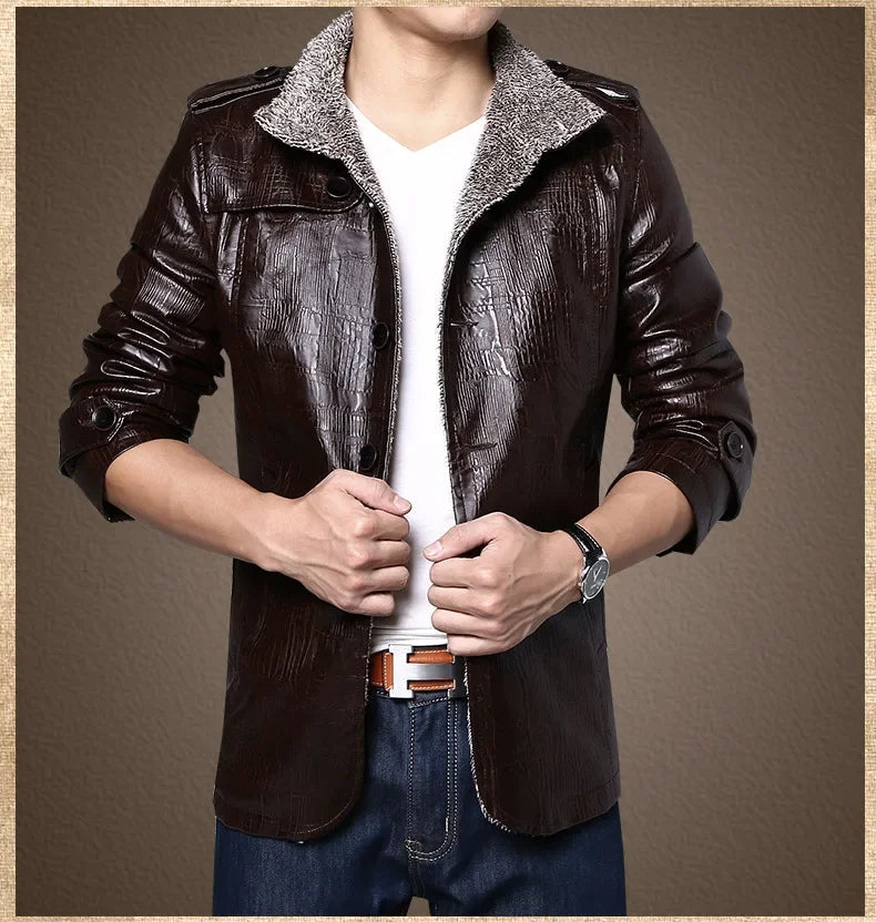 Tatum™ | Faux Leather Jacket with Fleece Lining