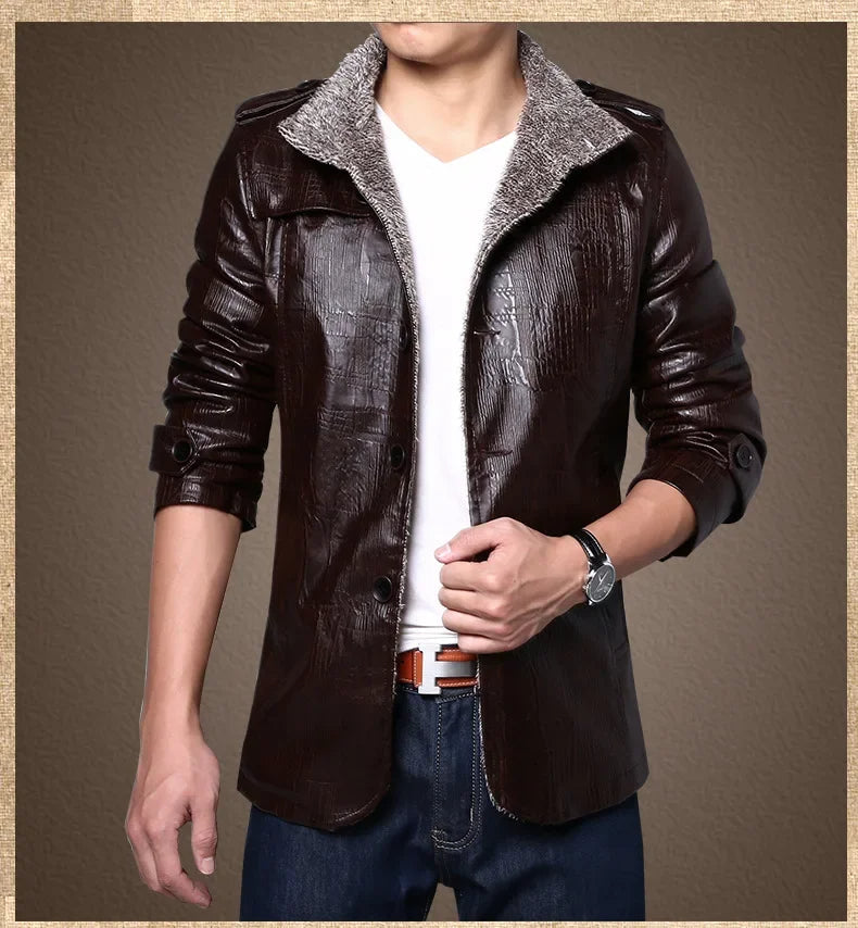 Tatum™ | Faux Leather Jacket with Fleece Lining