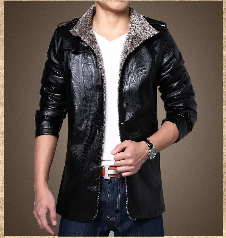 Tatum™ | Faux Leather Jacket with Fleece Lining